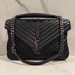Yves Saint Laurent Black Chevron Shoulder Bag